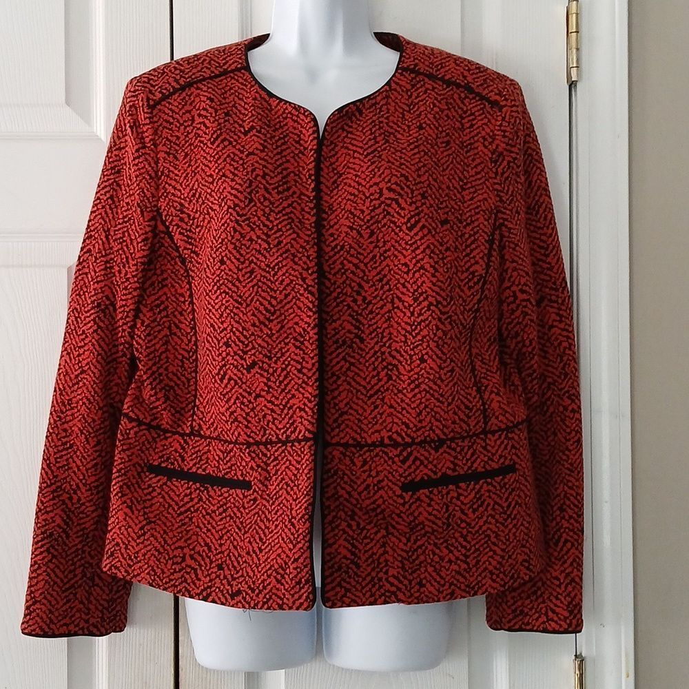 Nine West burnt orange and black open front blazer Sz 14